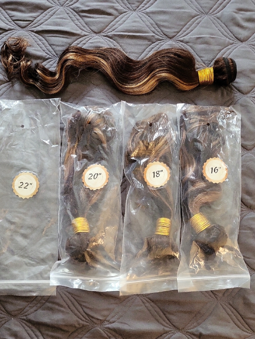 Brown Ombre Women Hair Extensions  16"-22" Bundles Bodywave Human Hair NEW